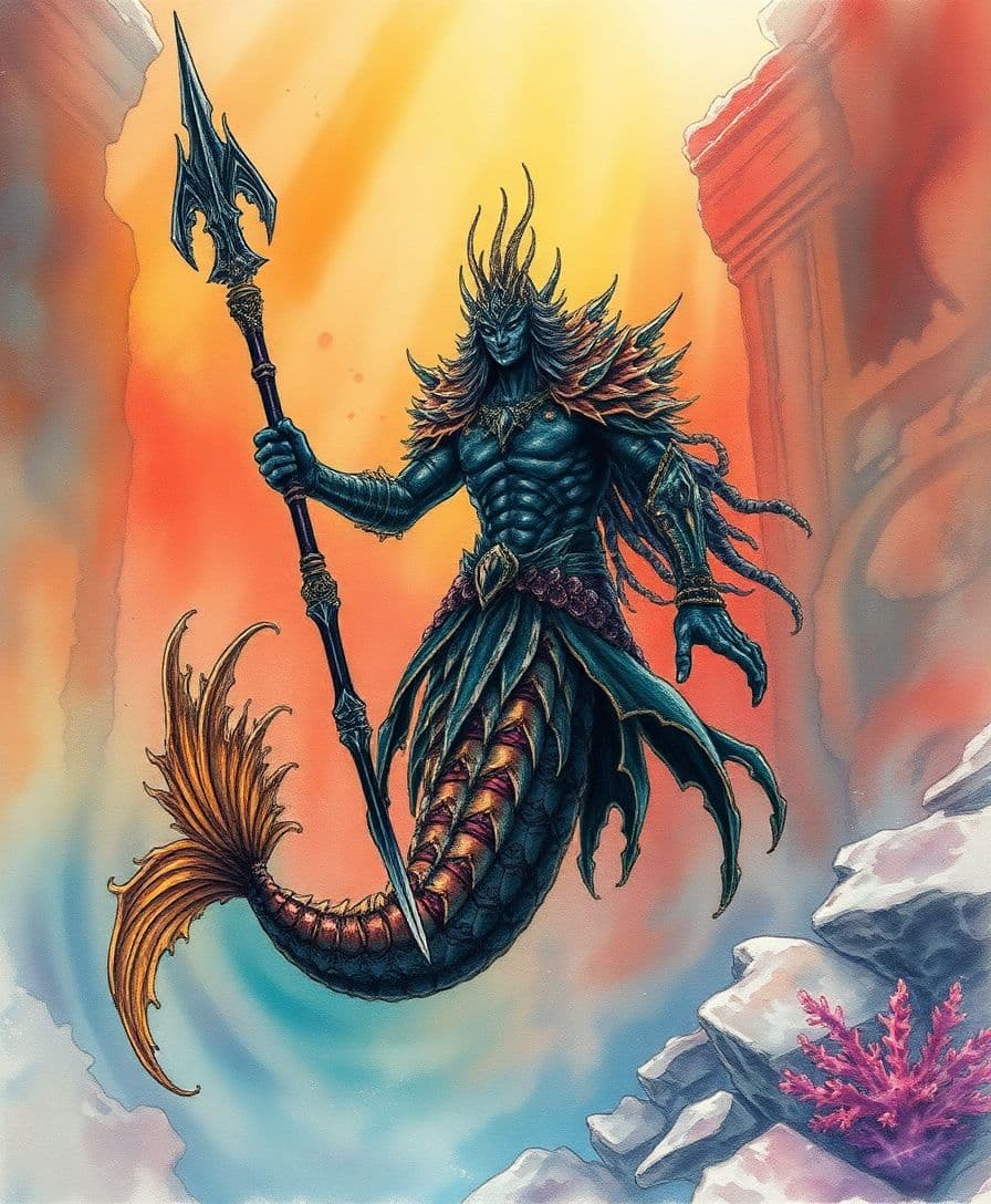 AI generated: watercolor ink wash illustration featuring, bold rich underwater coral gradients and colors
 The ov...