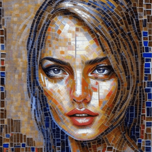 AI generated: portrait of woman face in mosaic, in the style of andrew atroshenko, peter gric --ar 73:109 --styliz...