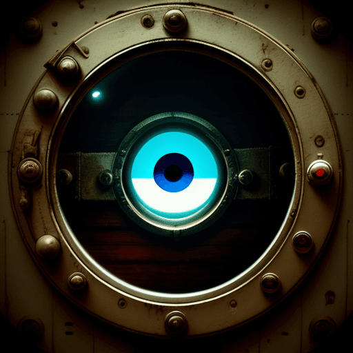AI generated: ghost eyes in the porthole of an old ship.