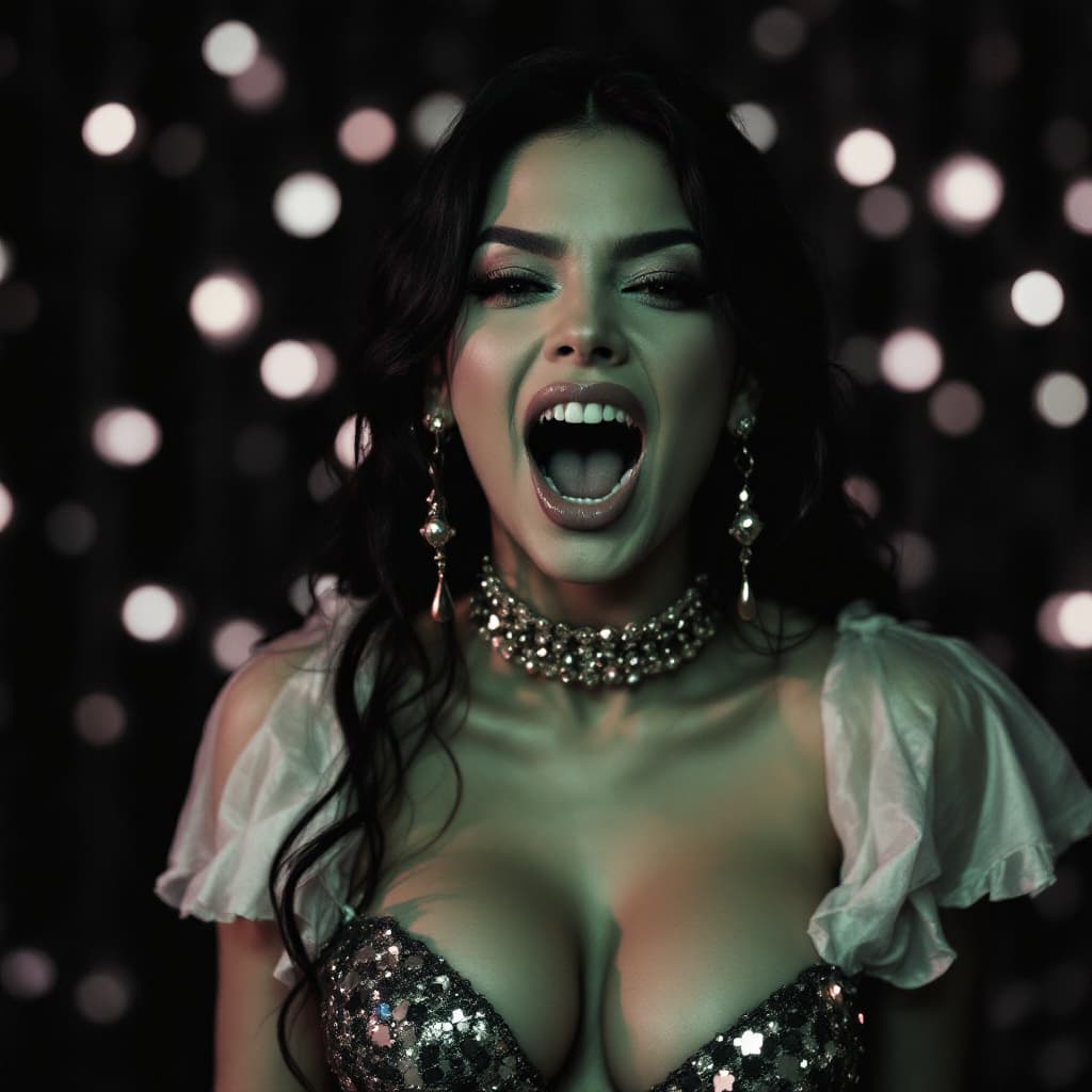 AI generated: Gina Valentina With mouth open 
