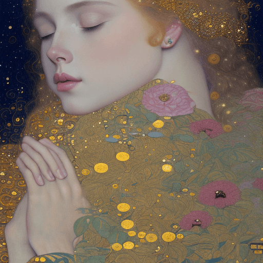 AI generated: a soft and breathtaking detailed painting of a sleeping blonde princess in the style of Gustav Klimt...