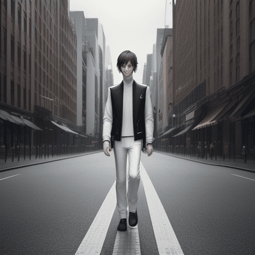 AI generated: photo, tennboys, white skin, dark hair, slim,, walk im the street of Neew York, hyperealisticphoto, ...