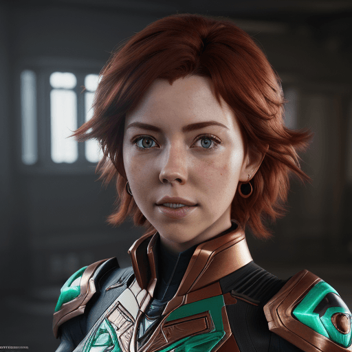 AI generated: Ultra realistic photo of Pyra from Xenoblade, Pyra, front-facing, portrait, cinematic lighting, batt...
