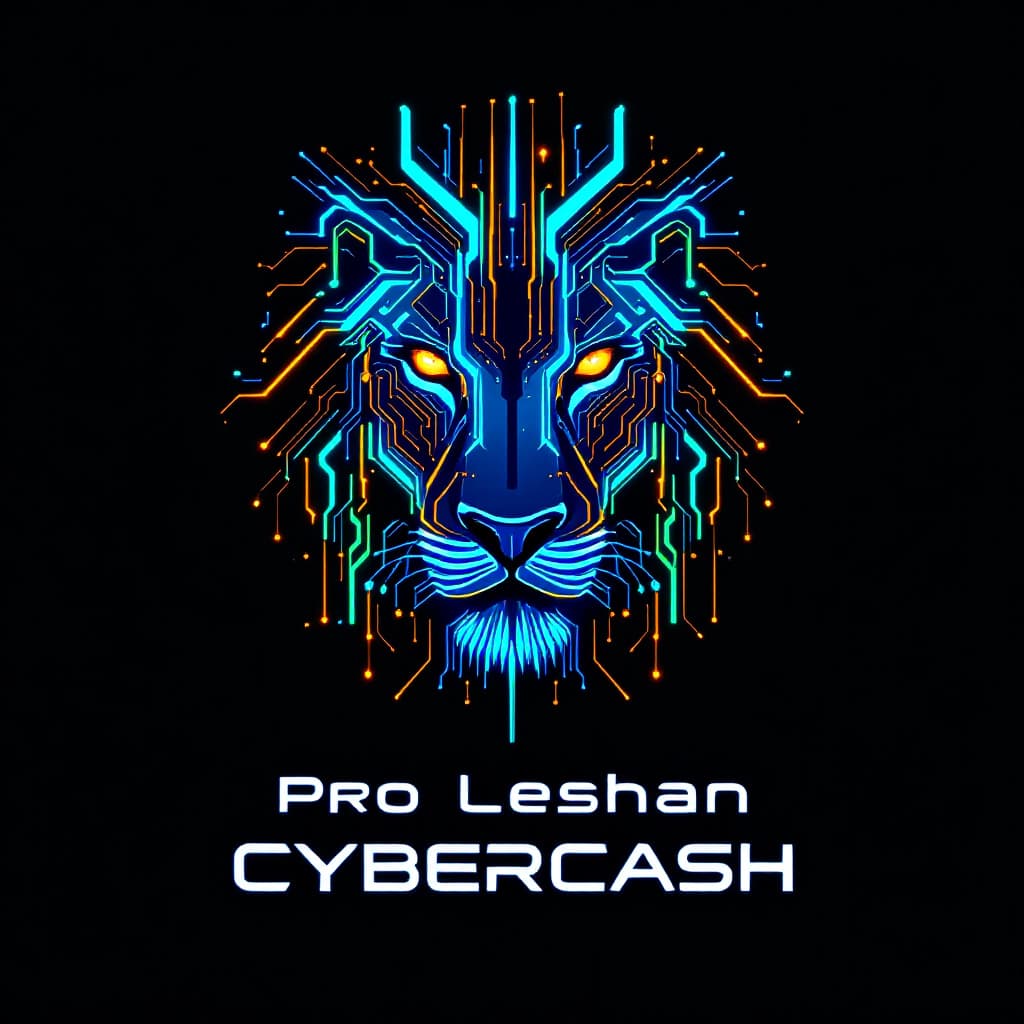 AI generated: Description: A futuristic logo that abstracts the African male lion into a digital, circuit-like des...