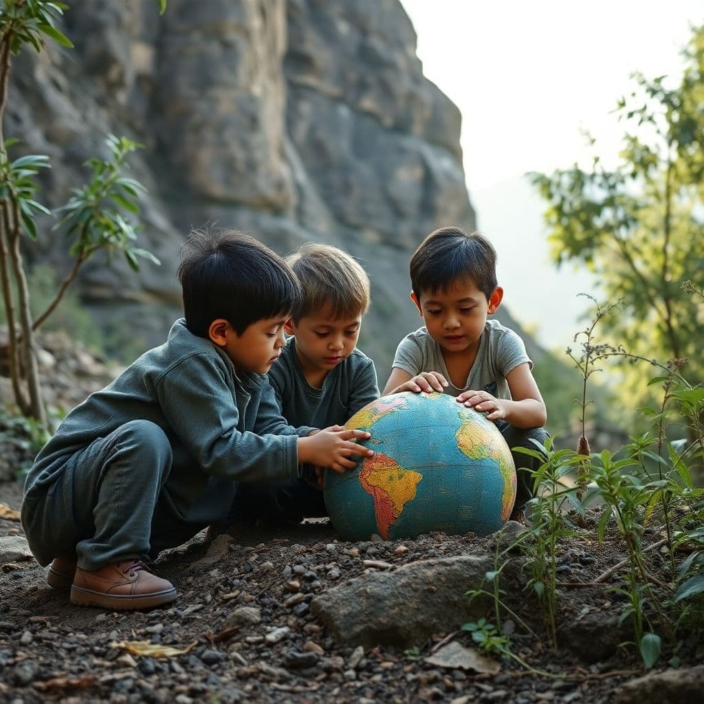 AI generated: Niños cuidando el Mundo