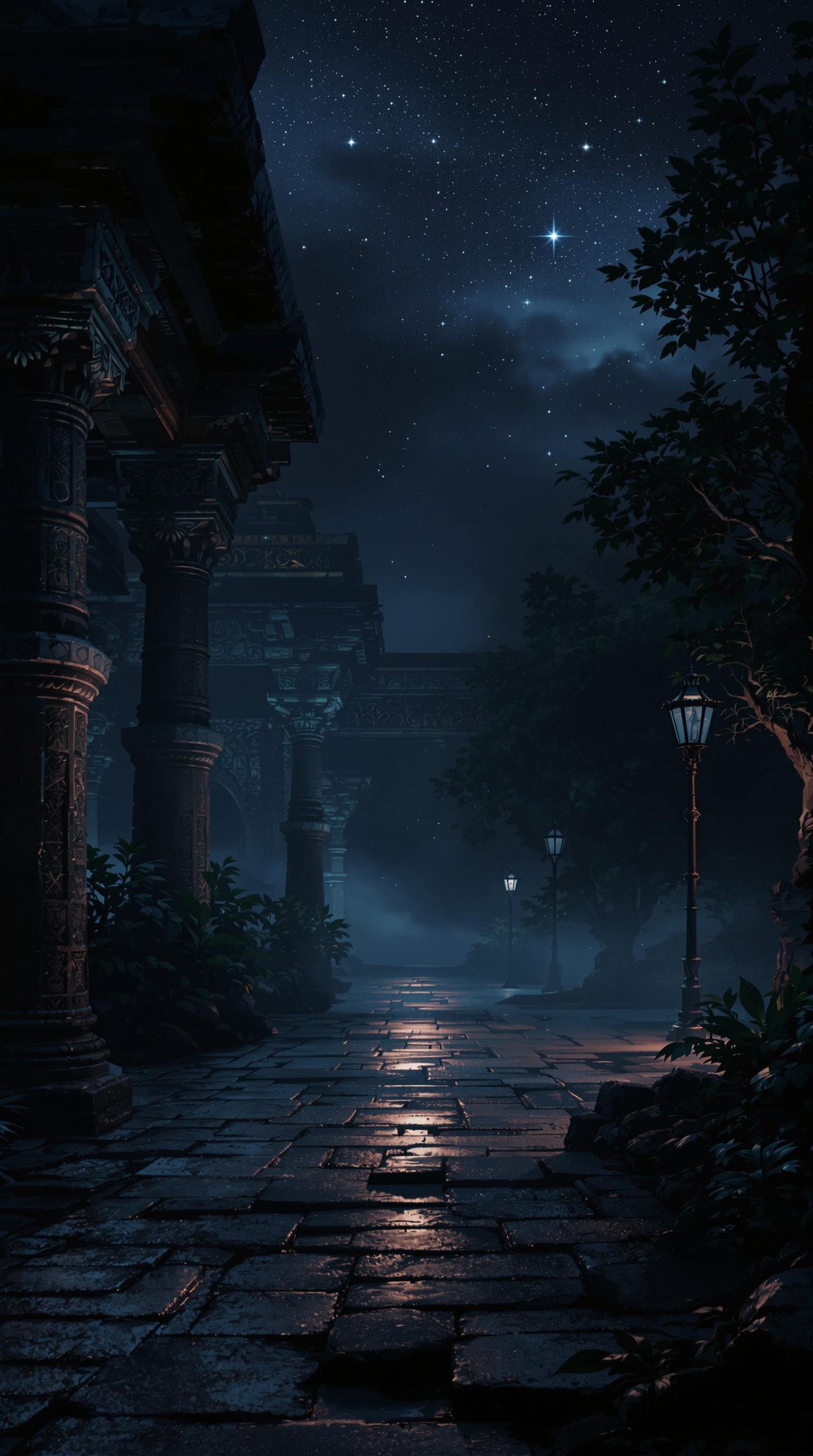 AI generated: "Create an ultra 4K realistic image depicting a dark, atmospheric night scene. Include subtle swirli...