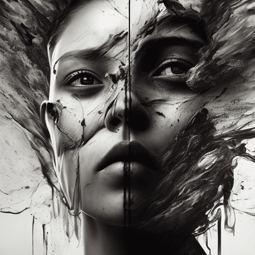AI generated: 
A surreal double exposure artwork blending a black-and-white portrait of a daughter's face with a d...