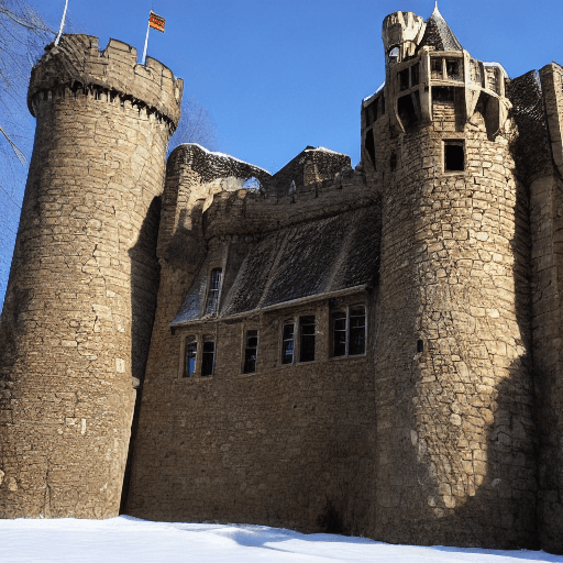 AI generated: CASTLE MEDIEVAL ON ANY COLIN ON WINTER