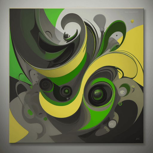 AI generated: abstract realism painting in green and grey with modern oil brush techniques, in the style of bauhau...