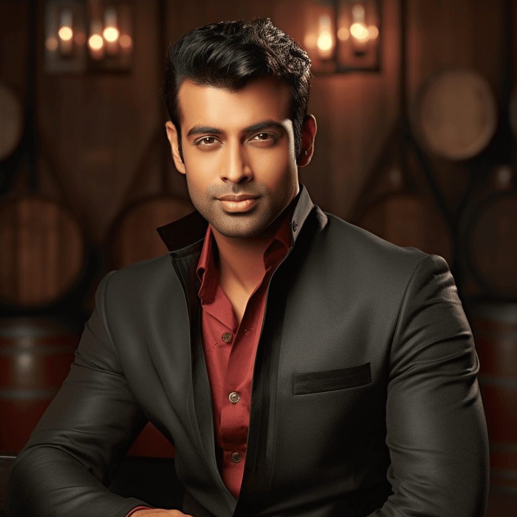AI generated:  Create a stunning and captivating digital portrait of a distinguished Indian brown gentleman 23 yea...