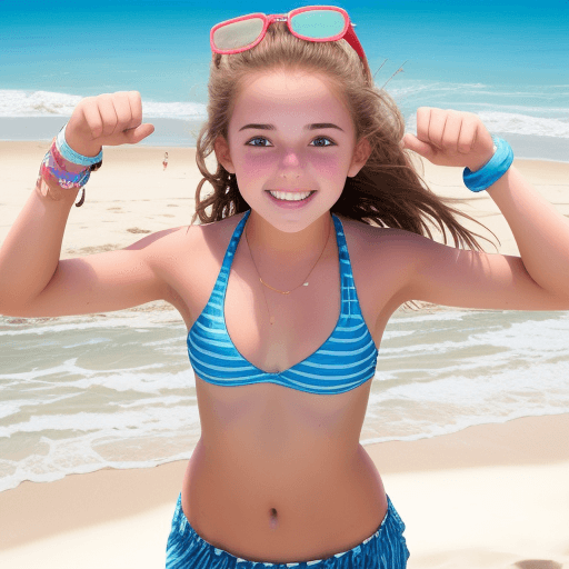 AI generated: A teen15yrs beach fun 
girl
