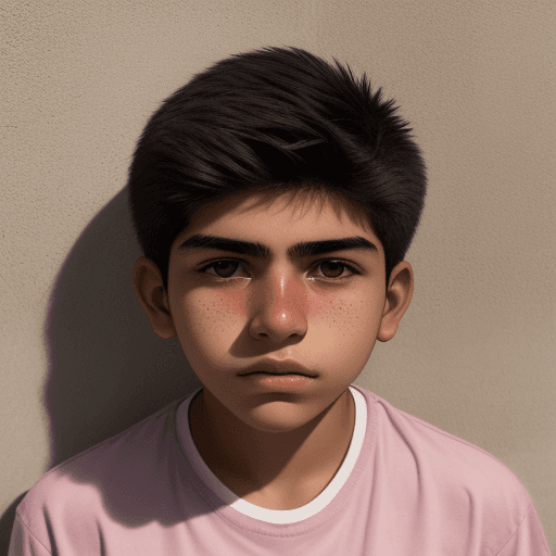 AI generated: A 16 year old Mexican Boy with very wrinkled skin, but with a 16 yo youthful face shape