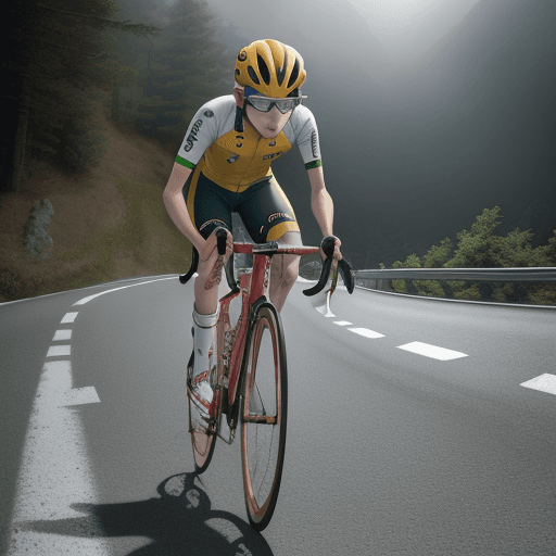 AI generated: Onoda, Yowamushi pedal,cycling,using helmet, on mountain roads, city roads, busy crawling, congested...