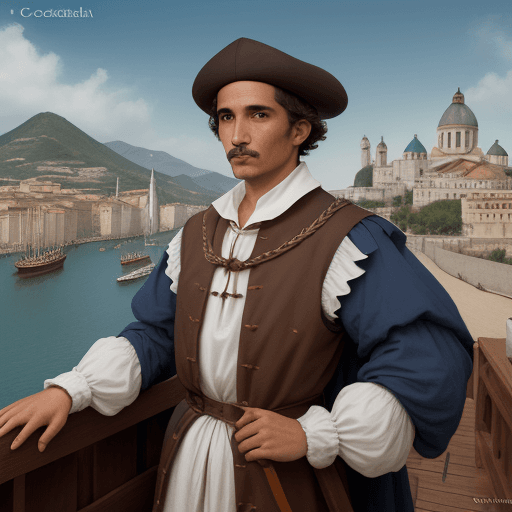 AI generated: Characters: Cristóbal Colón, the visionary explorer
Description: Capturing the compelling life story...