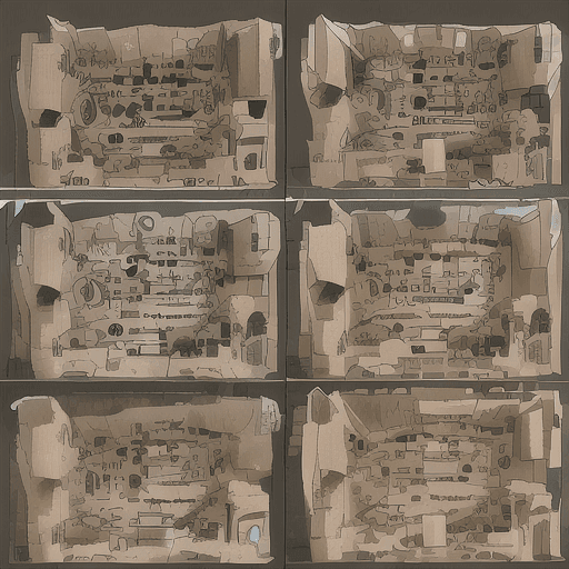 AI generated: a cute cat made out of cardboard boxes:: engineering blueprints, infograph, retro illustration
