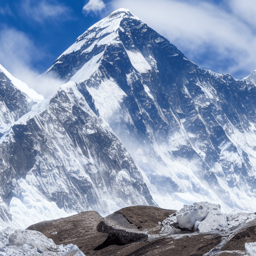 AI generated: High resolution photography of Mount Everest, ultra realistic, view from Khumbu glacier toward South...