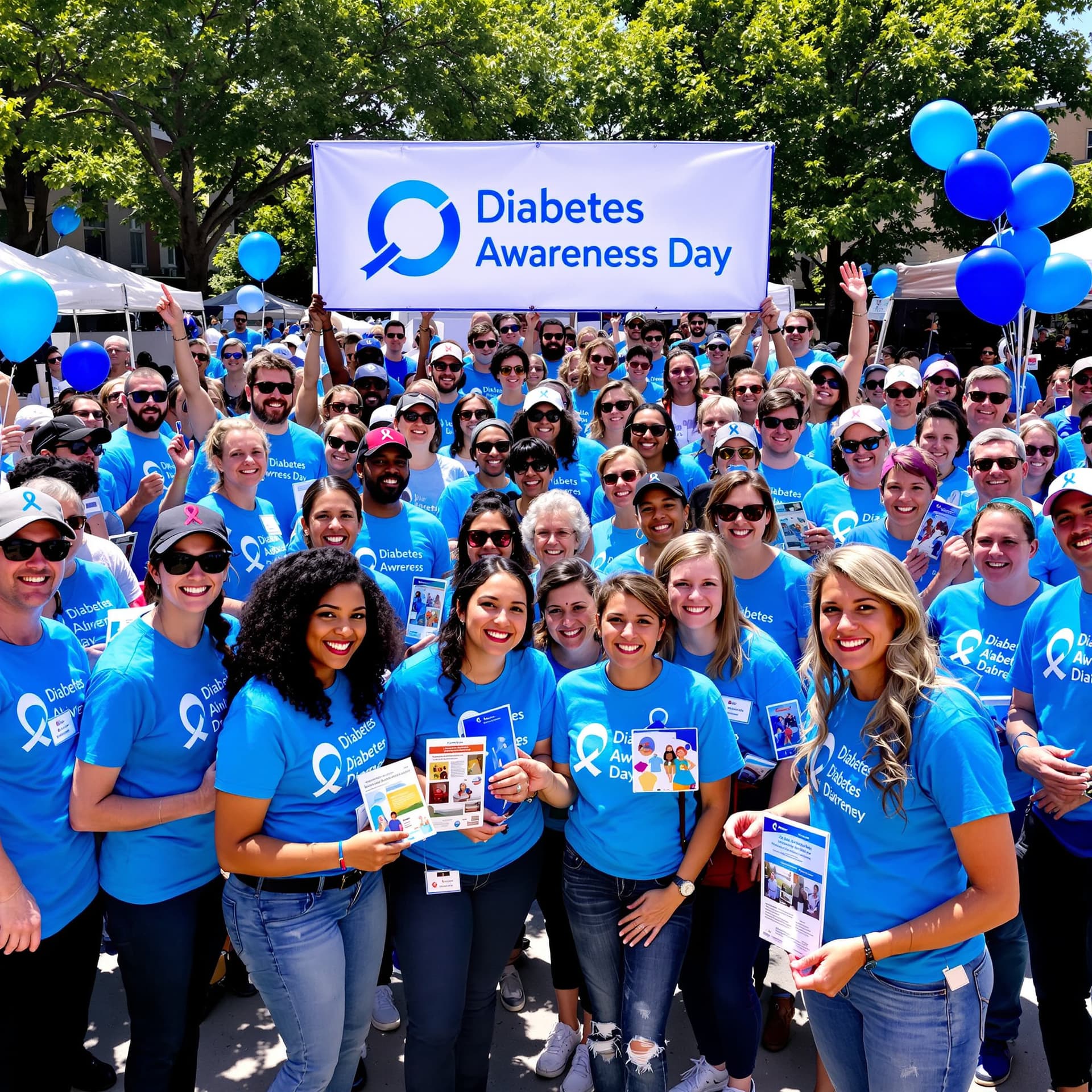 AI generated: A vibrant and uplifting scene celebrating Diabetes Awareness Day, featuring a diverse group of peopl...