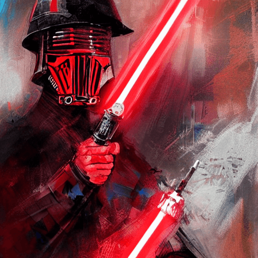 AI generated: nvinkpunk, rhonin Jedi holding red lightsaber by Yossi Kotler mdjrny-v4 