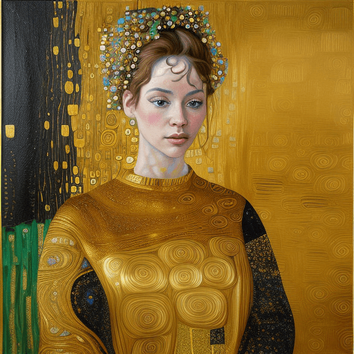 AI generated: Woman made of gold, Beautiful painting with artistic symbolism::4 brushstrokes, expressive, textured...