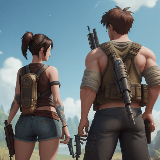 AI generated: two guns, his and hers, cartoon style, in love, 4k, hyper realistic, focused, extreme details, unrea...