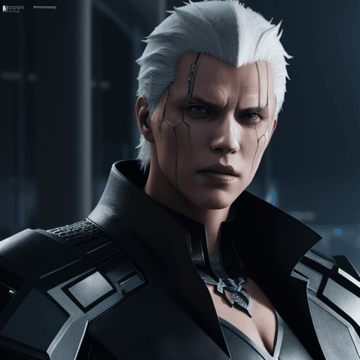 AI generated: Vergil as a futuristic supervillain in a black coat, hyperrealism, photorealistic, 8k, unreal engine...