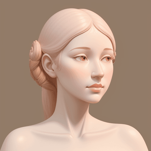 AI generated: a young woman, in the style of precise and lifelike, distinctive noses, light pink and light amber, ...