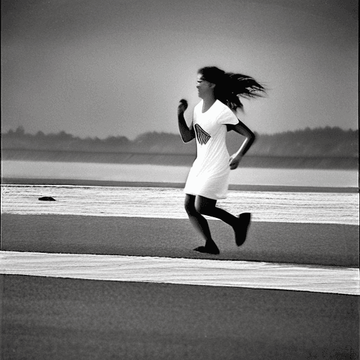 AI generated: black and white photograph of women running, in the style of intense gaze, hauntingly beautiful, ric...