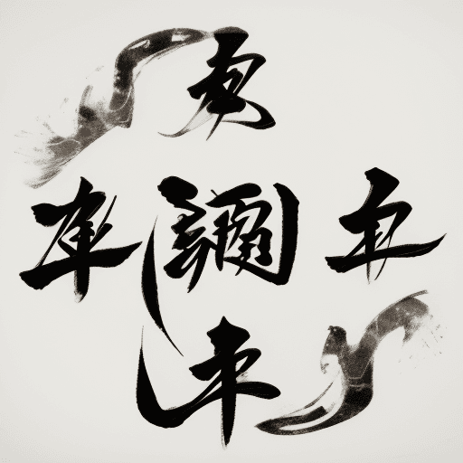 AI generated: An experimental calligraphy on the theme of ikigai, completely free letters, expressionist understan...
