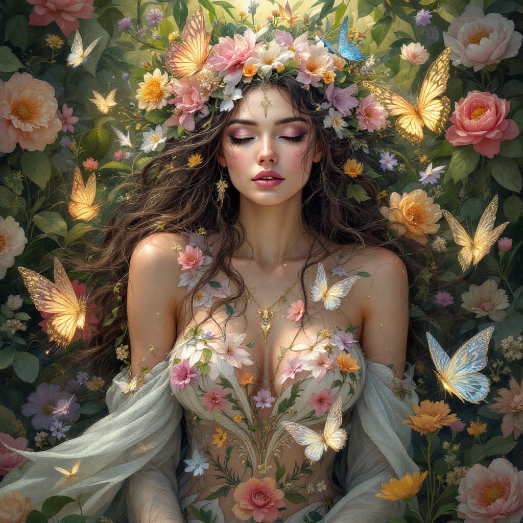AI generated: Visualize a majestic figure known as “The Earth Warden,” exuding strength and grace in a lush “Whisp...