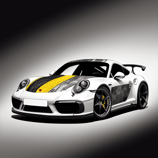 AI generated: European sports car(Porsche) engine, trypophobic background, mixed media collage, abstract,geometric...