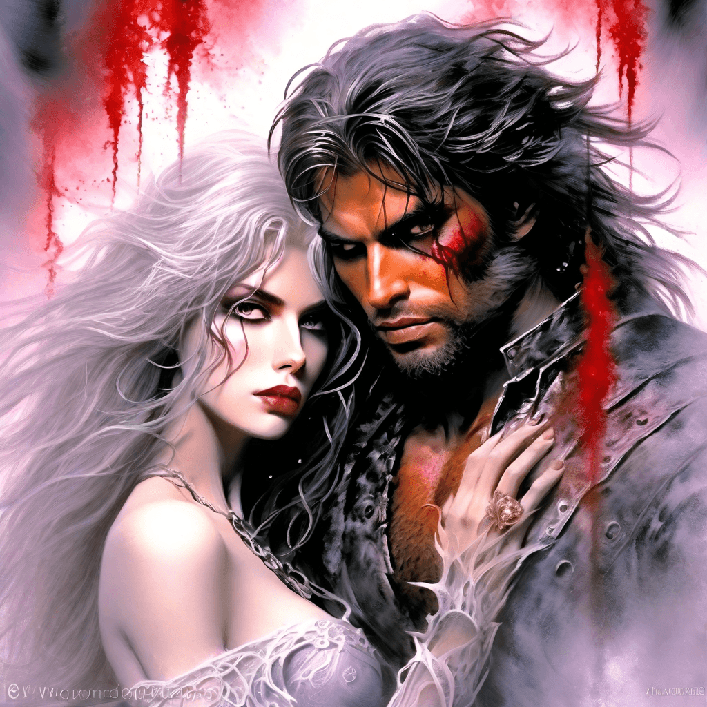 AI generated: A stunningly intricate close up portrait of an ethereal dark fantasy couple, (((luis royo and julie ...