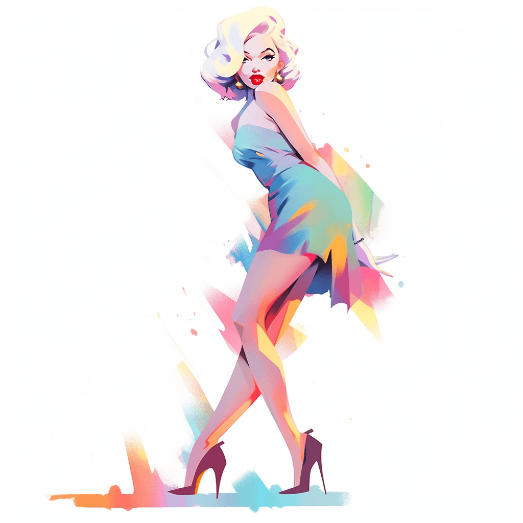 AI generated: marilyn monroe in a mini skirt and high heel pumps --niji 5
