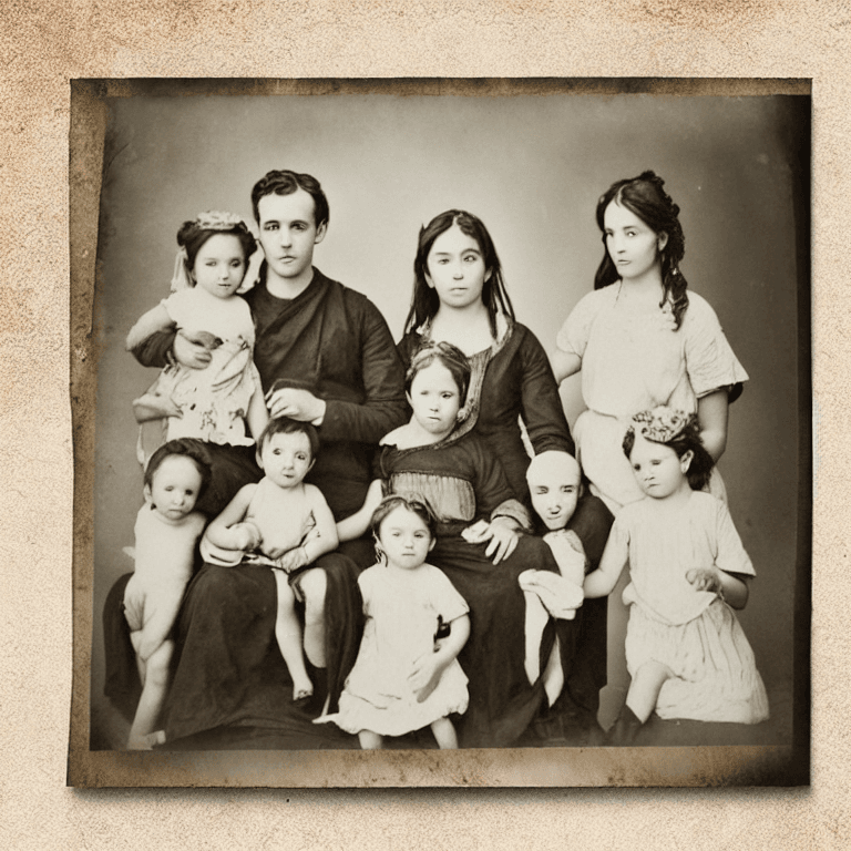 AI generated: Ancient family photos, printing to one color only

