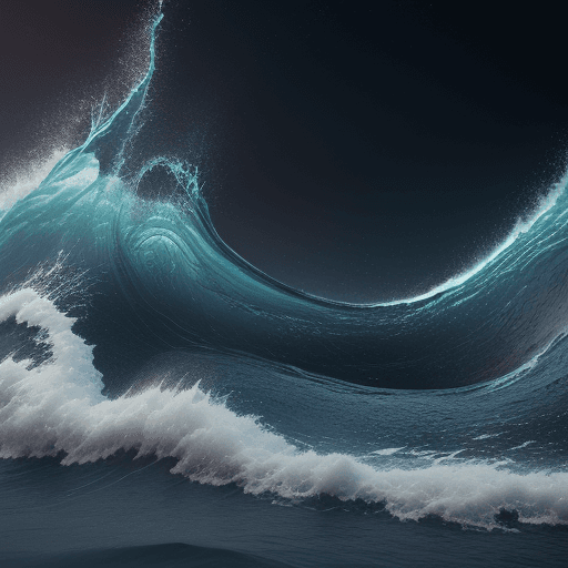 AI generated: a 3d realistic image of a The waves. The image has a black and blue background and is rendered with ...