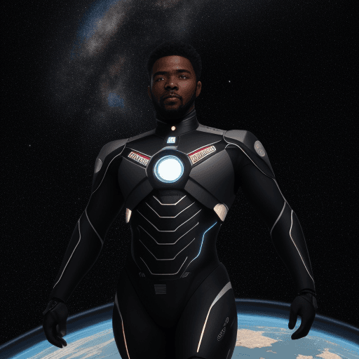 AI generated:  La imagen muestra un agujero negro personificado en forma de figura humana en el espacio, rodeado d...