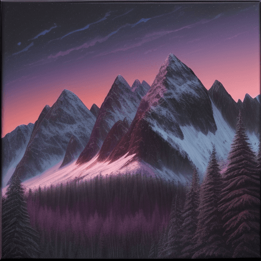 AI generated: Photo realistic 4k photo of a mountain and forest scenery. The time of day is night. The sky has dar...