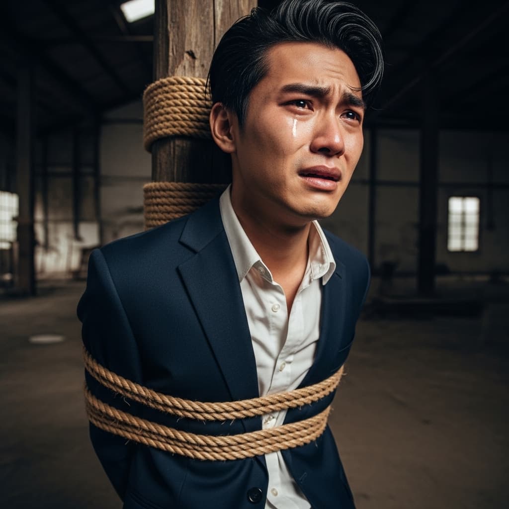 AI generated: tied down crying
