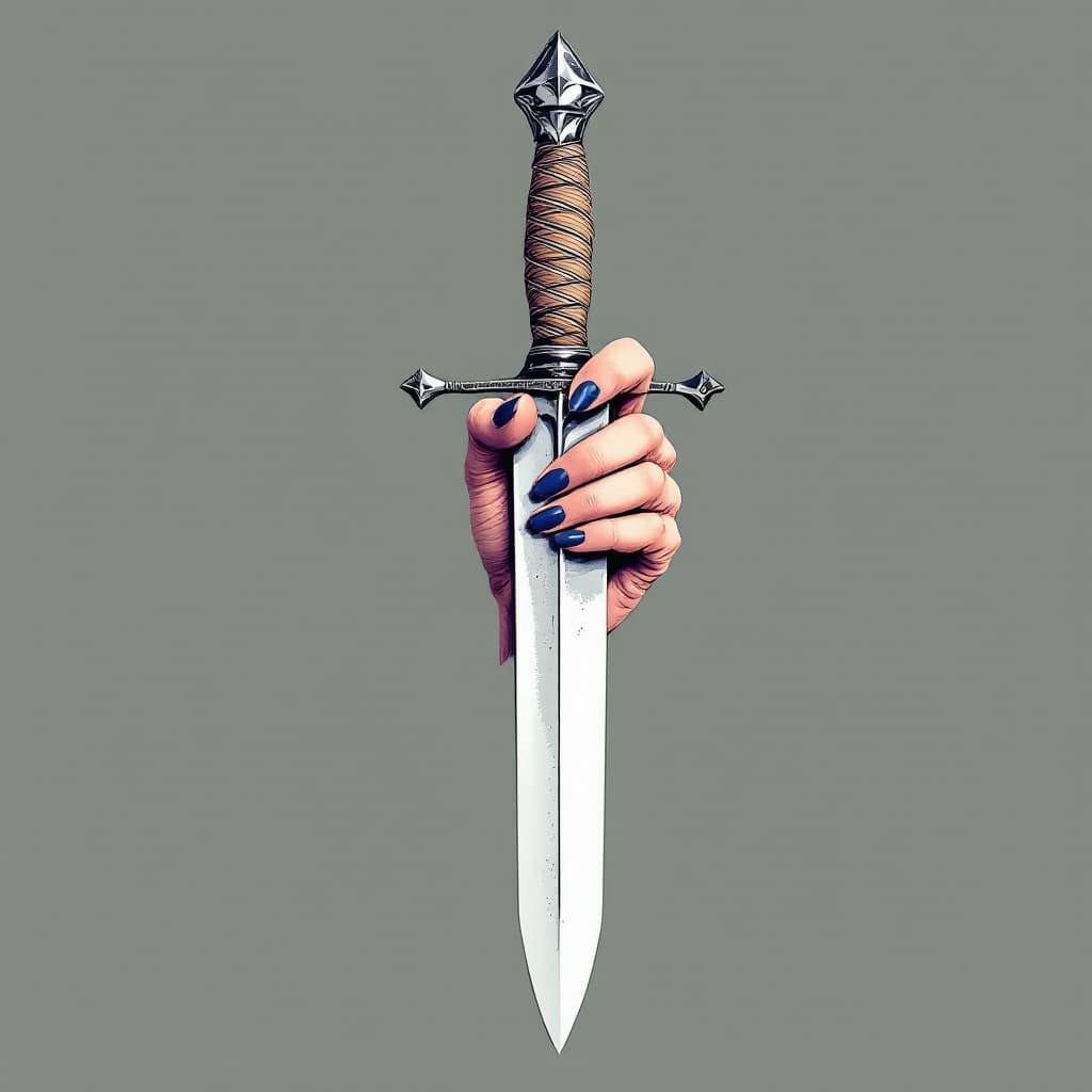 AI generated: female hand holding a dagger 

