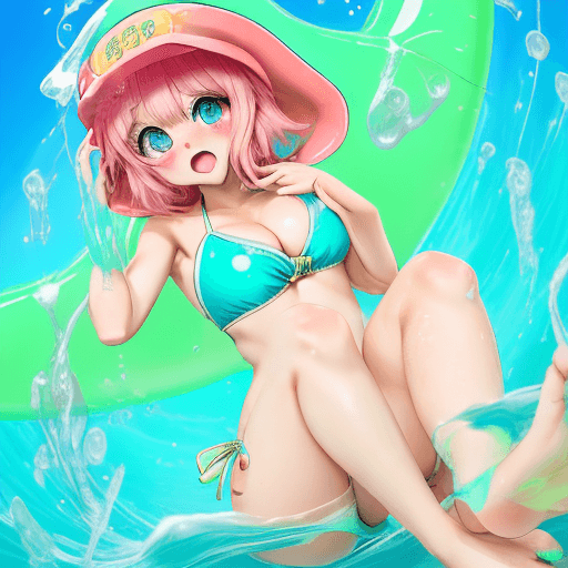 AI generated: GIRL, big cheast, Open mouth, watery eyes, blushed, anime style slyme, bare, One leg sits to the lef...
