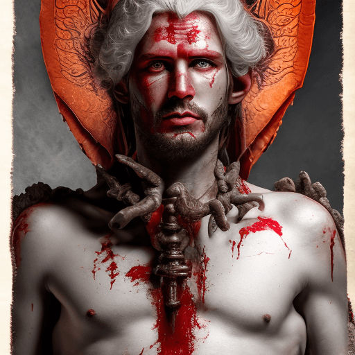 AI generated: High resolution photography of a male deity named Khrone the Blood Drinker
