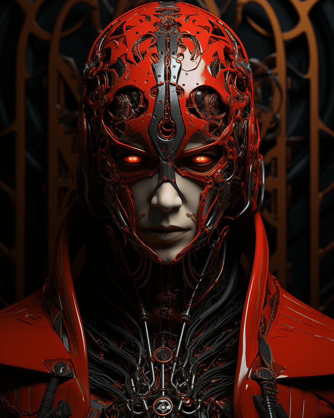 AI generated: portrait digital art, biomechanical arm assassin, by Vitaly Bulgarov, digital paint, Indian ink, bac...