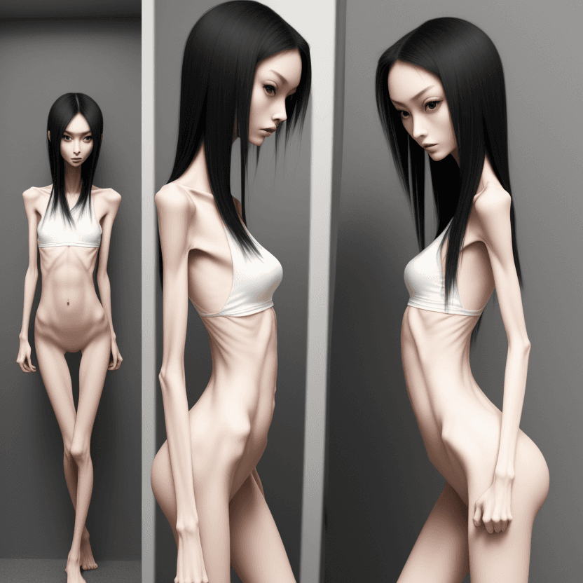 AI generated: extreme beautiful skinny asian long slender face of skinny (almost anorexic) girl
