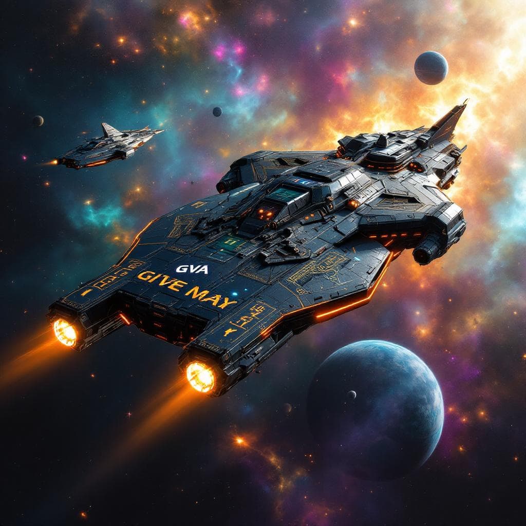 AI generated: Imagine, in detail, an alien spaceship to show a new design. Reposition and add or change paint colo...