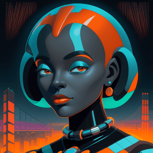 AI generated: female face, in the style of afrofuturism, george callaghan, engineering/construction and design, po...