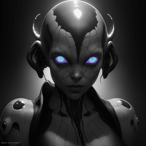 AI generated: A black and white portrait of,a alien, wearing clothes, upper body, head and shoulders portrait, 8k ...