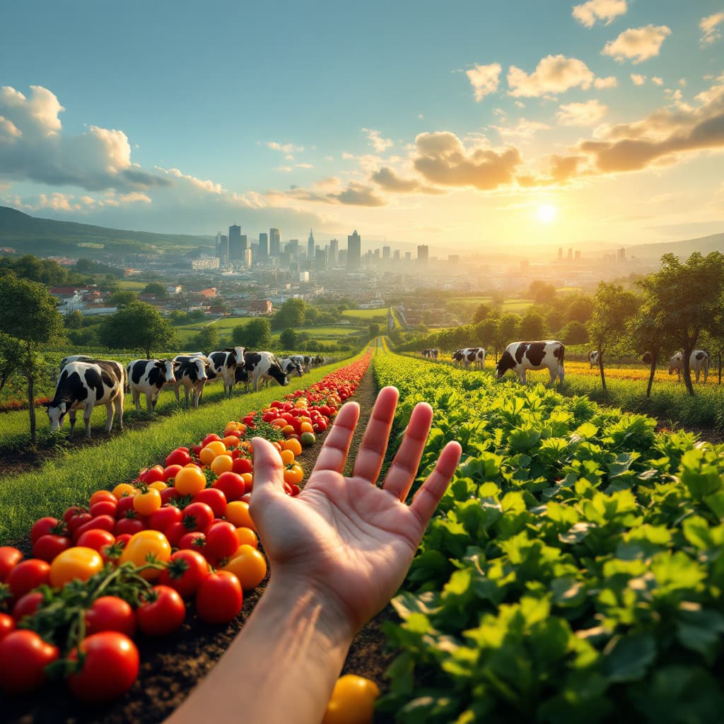 AI generated: Beautiful image that shows in a close-up and occupying the first half of the image, orchards where t...