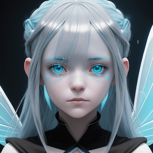 AI generated: a skyblue, white and blue portrait of someone, in the style of dark black and light aquamarine, glit...
