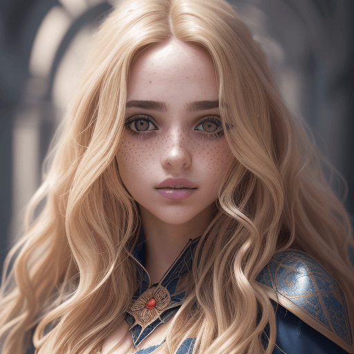 AI generated: professional portrait photograph of a gorgeous spanish girl in wizard clothing with long wavy blonde...
