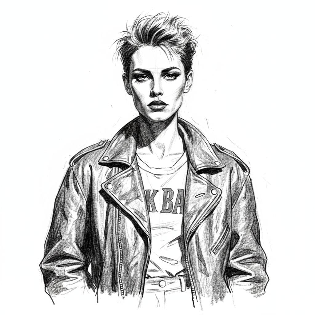 AI generated: Sketch of a woman, in the style of Richard Avedon, evoking a 1990s aesthetic --chaos 75 --ar 1:2 --s...