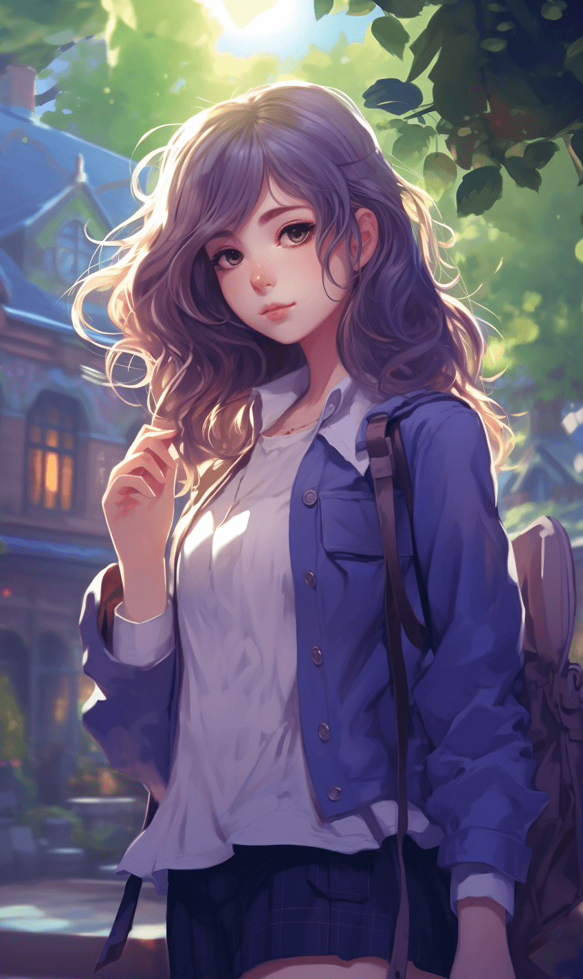AI generated: Wallpapers cute cute cute anime girl, in the style of normcore, light purple and navy, arthur wardle...